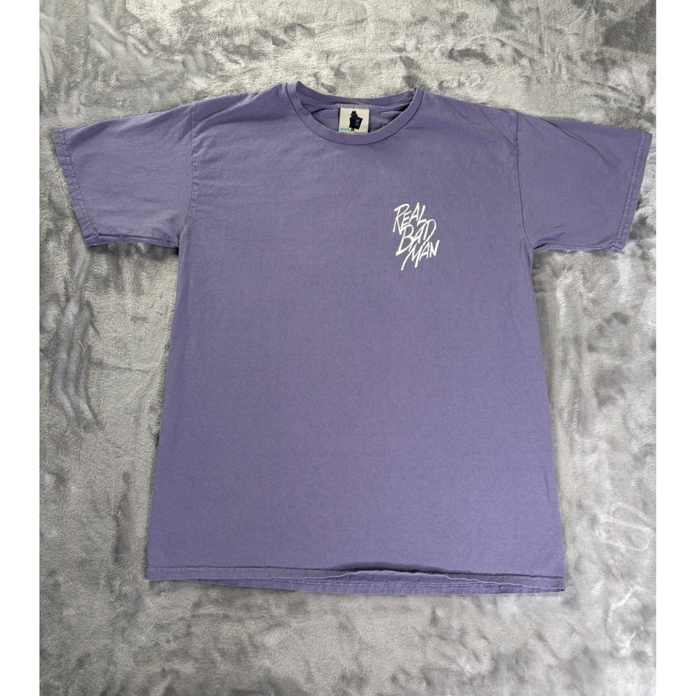 Real Bad Man Head in Clouds T-Shirt Mens M Purple Crew Neck Short Sleeve Cotton